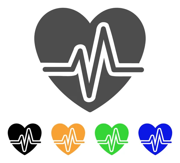 Heart Pulse Flat Icon — Stock Vector