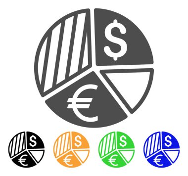 Para birimi pasta grafiği vektör simgesi