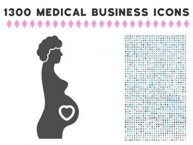 Pregnant Lady Icon with 1300 Medical Business Icons clipart