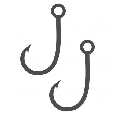 İki Balık tutma kanca simgesi düz