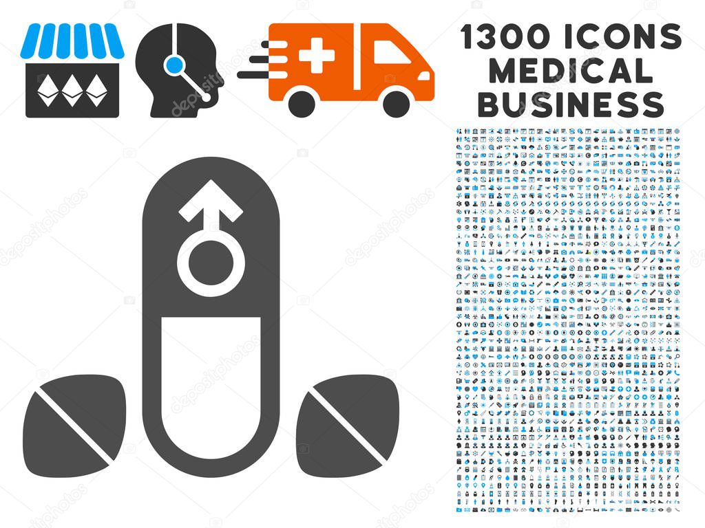 Male Enhancement Pills Icon with 1300 Medical Business Icons