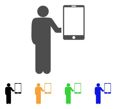 Adam akıllı telefon vektör simge tutar