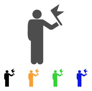 Bayrak vektör simgesine sahip adam