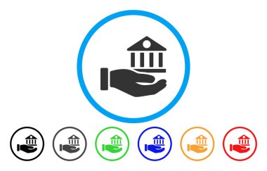 Banka Binası hizmet el yuvarlak simgesi