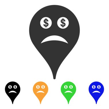 İflas Smiley harita işaretleyici vektör simgesi