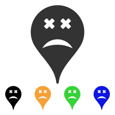 Kör Smiley harita işaretleyici vektör simgesi