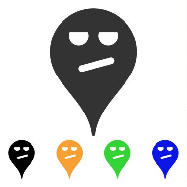 Sıkılmış Smiley harita işaretleyici vektör simgesi