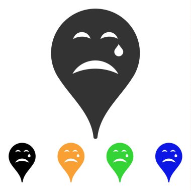 Cry Smiley harita işaretleyici vektör simgesi