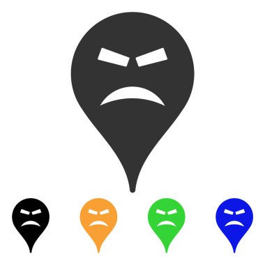 Öfkeli Smiley harita işaretleyici vektör simgesi