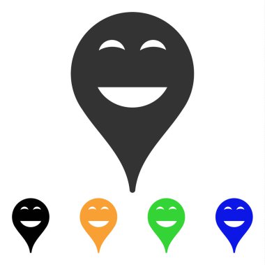 Mutlu gülen harita işaretleyici vektör simgesi