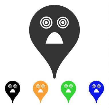 Korku Smiley harita işaretleyici vektör simgesi