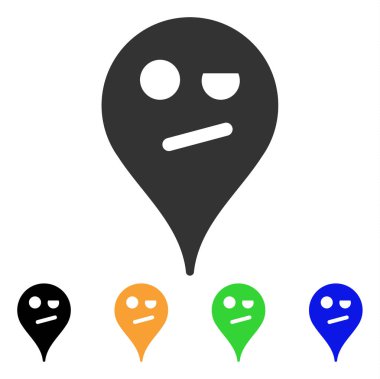 Aldatma Smiley harita işaretleyici vektör simgesi