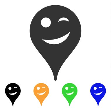 Şaka Smiley harita işaretleyici vektör simgesi