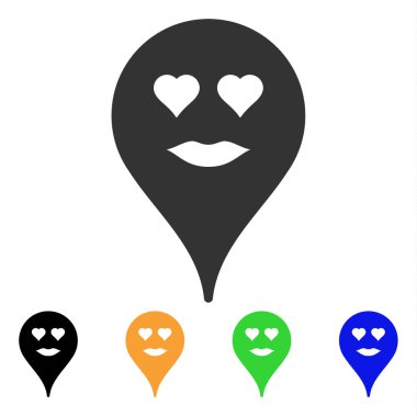 Bayan aşk Smiley harita işaretleyici vektör simgesi