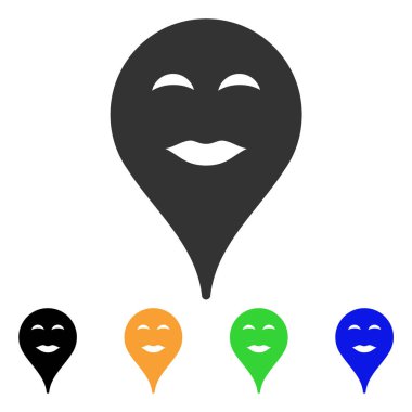 Bayan zevk Smiley harita işaretleyici vektör simgesi