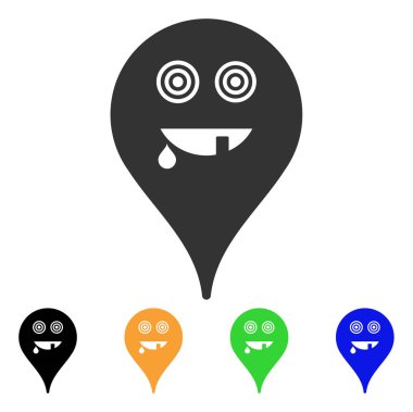 Manyak Smiley harita işaretleyici vektör simgesi