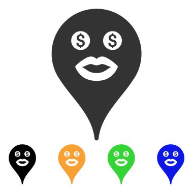 Fahişe Smiley harita işaretleyici vektör simgesi