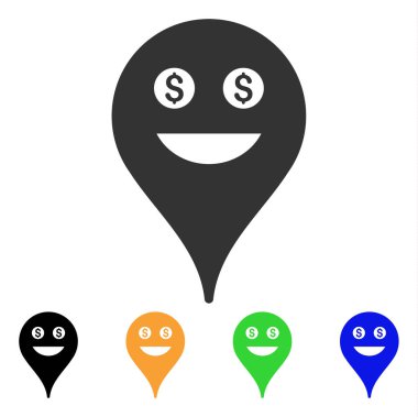Zengin Smiley harita işaretleyici vektör simgesi