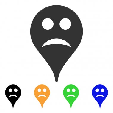 Üzgün Smiley harita işaretleyici vektör simgesi