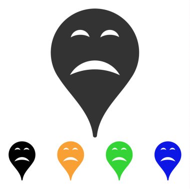 Üzüntü Smiley harita işaretleyici vektör simgesi
