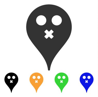 Sessizlik Smiley harita işaretleyici vektör simgesi