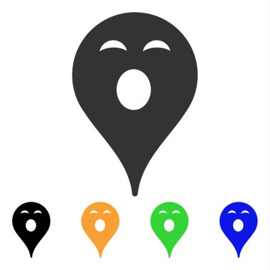 Uykulu Smiley harita işaretleyici vektör simgesi