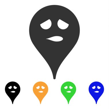 Düşünme Smiley harita işaretleyici vektör simgesi