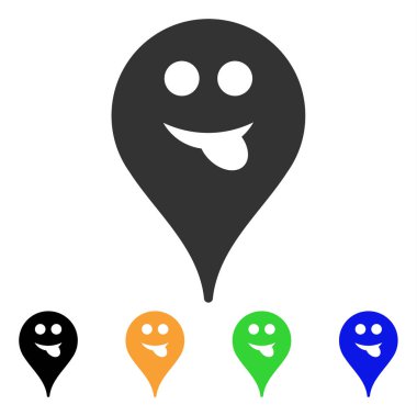 Dil Smiley harita işaretleyici vektör simgesi