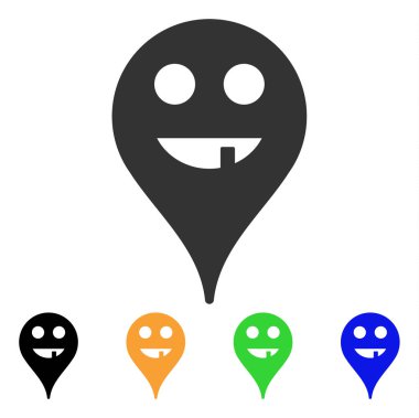 Dişsiz Smiley harita işaretleyici vektör simgesi