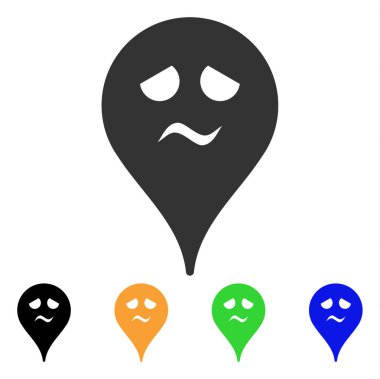 Sorun Smiley harita işaretleyici vektör simgesi