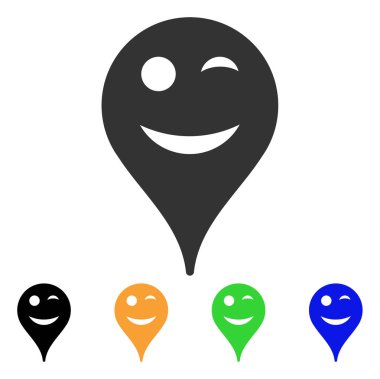 Wink Smiley harita işaretleyici vektör simgesi