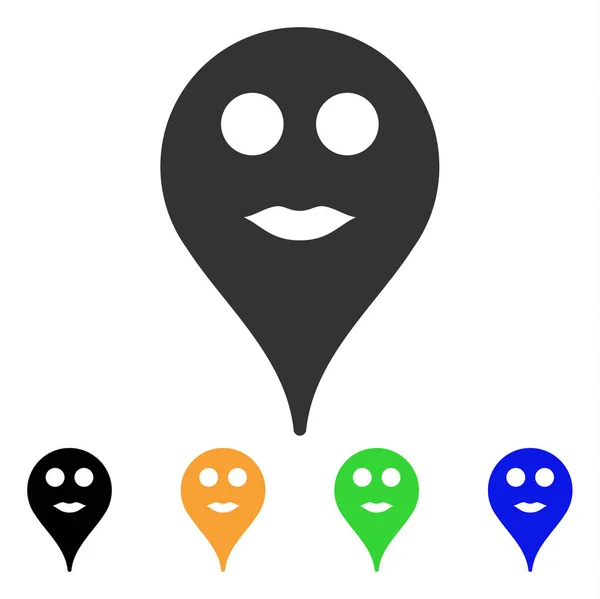 Labios Smiley Mapa Marcador Vector icono — Vector de stock