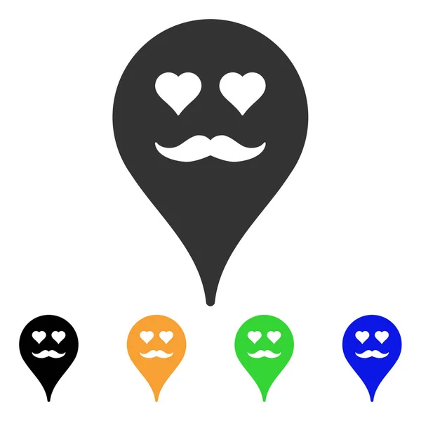 Lover Smiley Mappa Marker Icona vettoriale — Vettoriale Stock