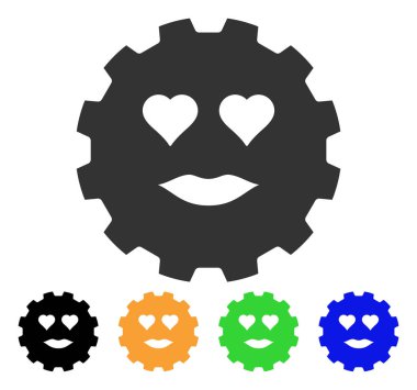 Bayan aşk Smiley dişli vektör simgesi