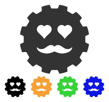 Sevgilisi gülen dişli vektör simgesi