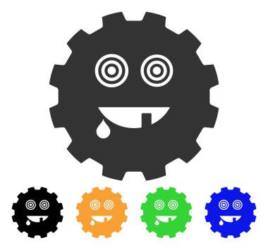 Manyak Smiley dişli vektör simgesi