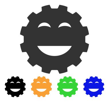 Zevk Smiley dişli vektör simgesi