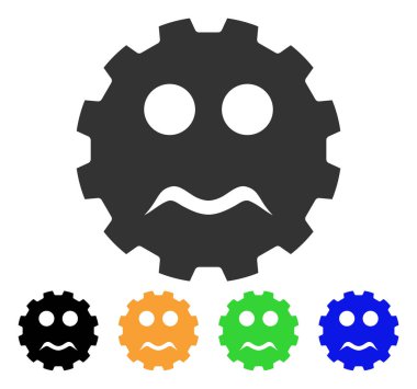 Ciddi Smiley dişli vektör simgesi