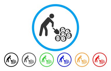 Bitcoins yuvarlak simge madencilik kişi