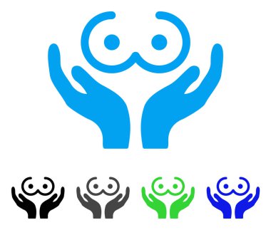 Kadın göğüsleri eller vektör simge bakım