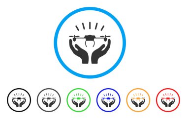 Uçak kalkış yuvarlak simge eller