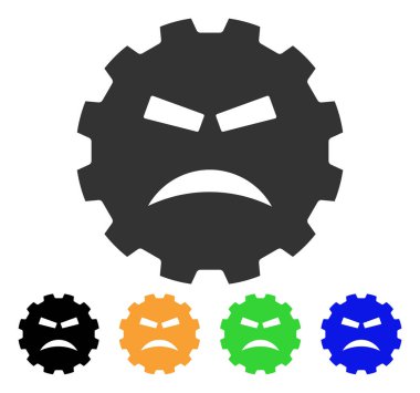 Öfkeli Smiley dişli vektör simgesi