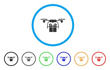 Drone hediye teslimat yuvarlak simge