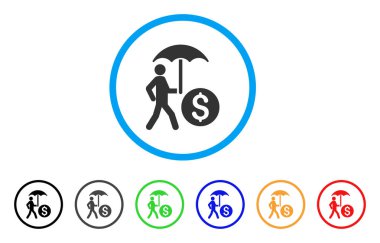 Bankacı şemsiye yuvarlak simge ile yürüyüş