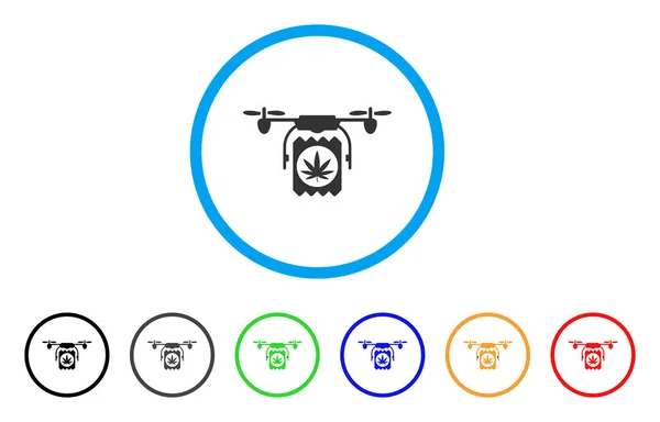 Drone Cannabis entrega redondeado icono — Vector de stock