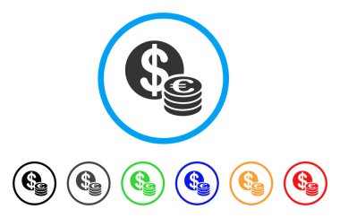 Euro ve dolar paraları yuvarlak simge