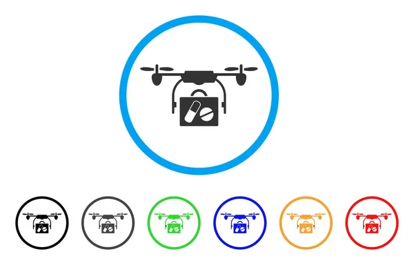 Airdrone apotheek levering afgerond pictogram — Stockvector