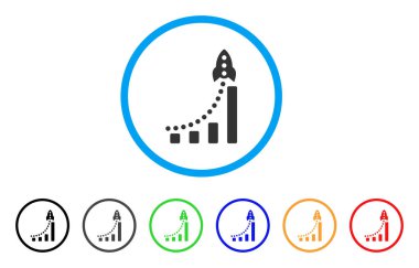 Roket başarı Bar grafik yuvarlak simgesini