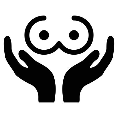 Kadın göğüsleri bakım el düz simgesi