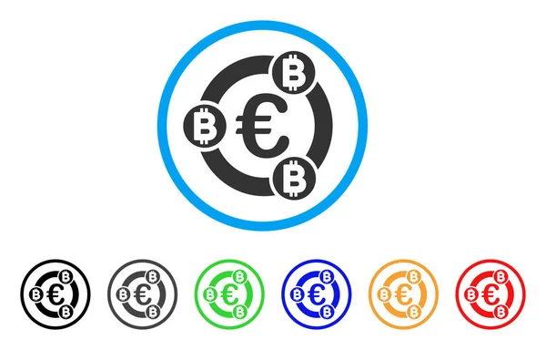 Collaboration de Bitcoin euro arrondi icône — Image vectorielle